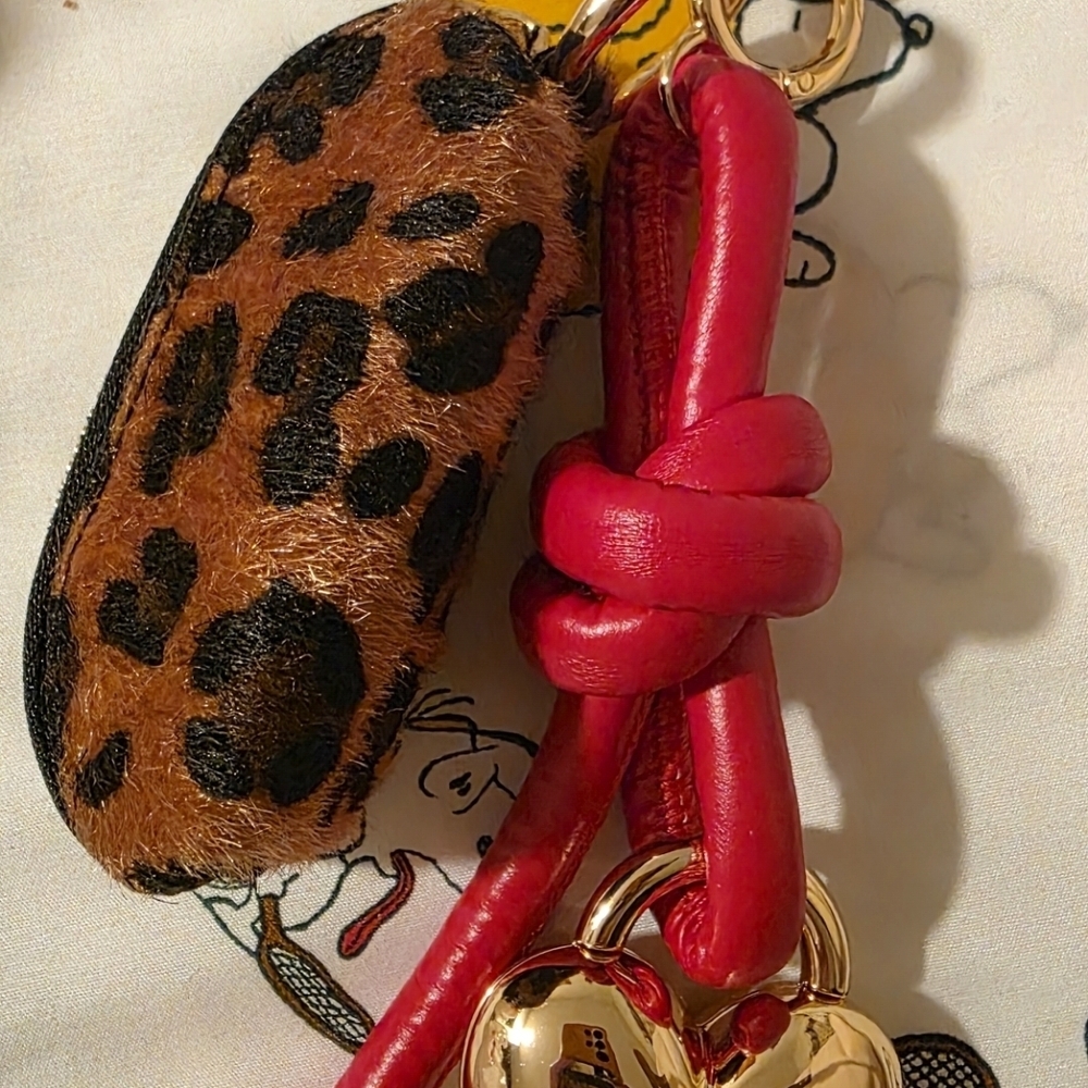 Piper Red Knotted Strap with Leopard Accent and Gold Heart